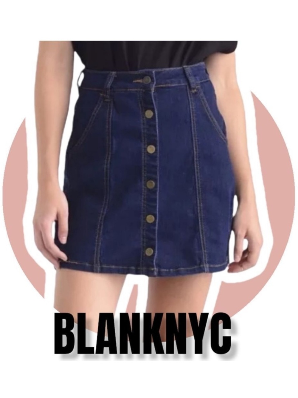 NWT BLANKNYC Dark Denim Button Front Mini Skirt 28